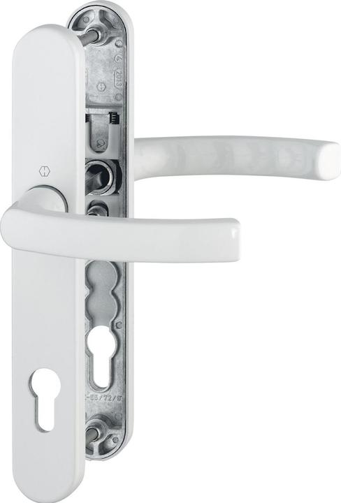Hoppe LIÈGE lever handle set on narrow backplate, door thickness 67 - 72, white (Door handle)