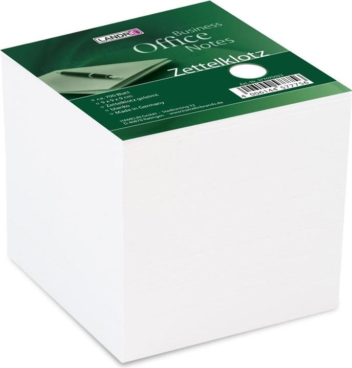 Produktbild Landré Office 9x9x9 cm geleimter Zettelklotz (9 x 9 x 9 cm)