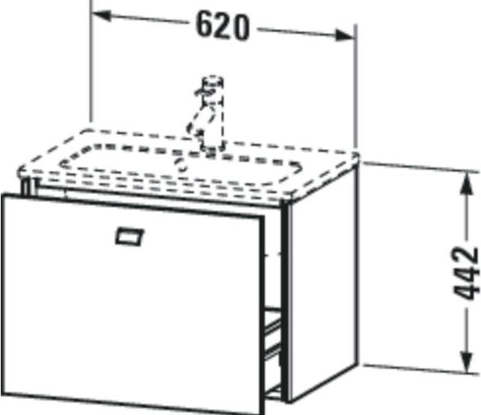 Image du produit Duravit Meuble sous-vasque BRIOSO COMPACT poignée chromée 442x620x389mm gris béton mat (62 x 44 x 39 cm)