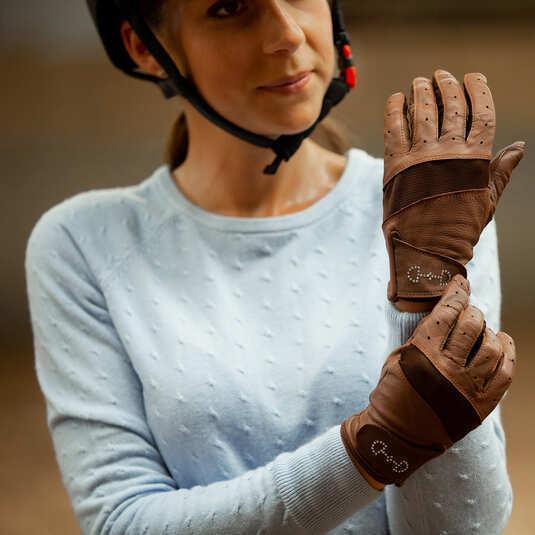 Image du produit Horze Gants d'équitation en cuir et en mesh femme (7)