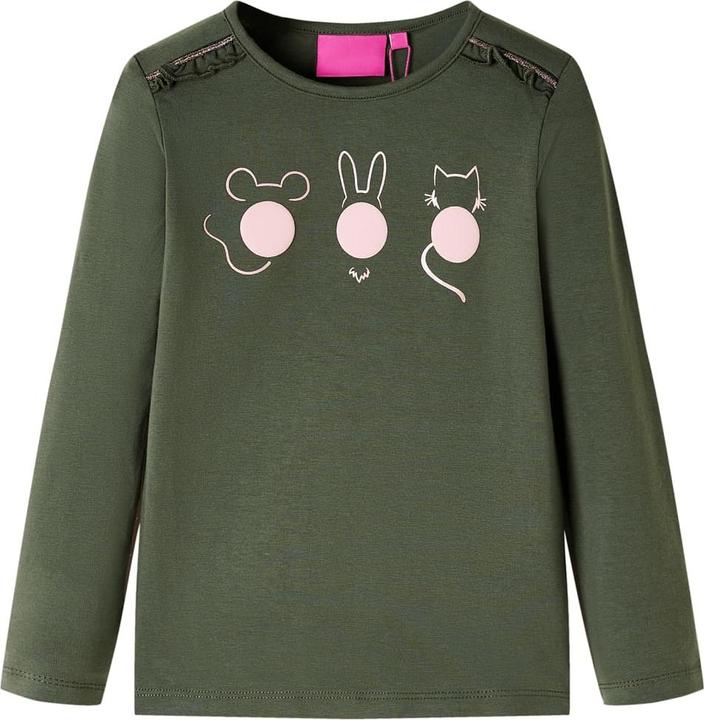 VidaXL Kinder-Langarmshirt Khaki 92,Material: 95 % Baumwolle. 5 (92)