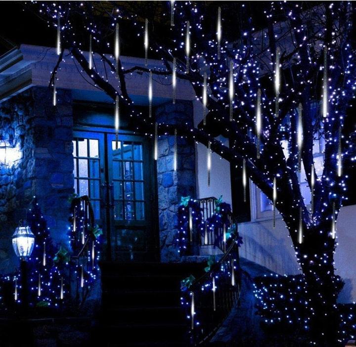 Immagine prodotto Hermex LED-Lichterkette Girlande Weihnachtslichter Meteor Regentropfen Weiss (2.80 m)