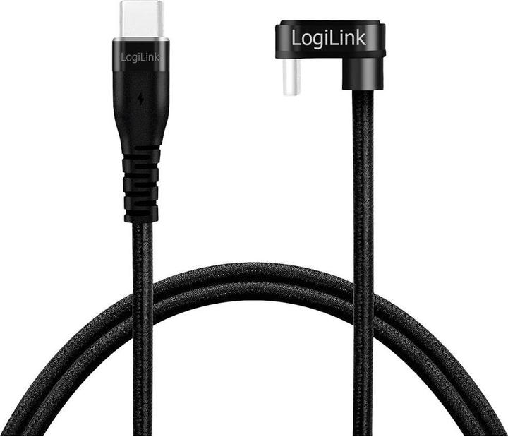 Produktbild LogiLink USB 2.0 Type-C-Kabel, C/M 180° zu USB-C/M, Alu, schwarz, 2 m (2 m, USB 2.0, 60 W)