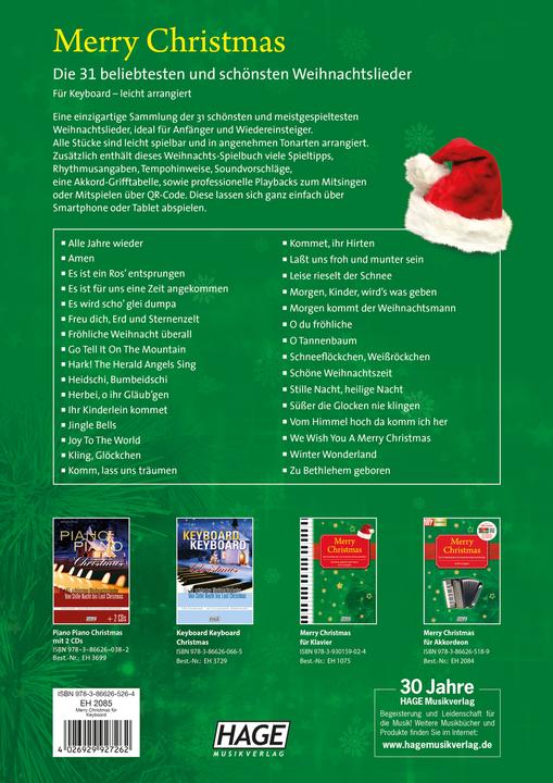 Produktbild Merry Christmas für Keyboard (Deutsch, HAGE Musikverlag GmbH & Co. KG, HAGE Musikverlag, 2021)