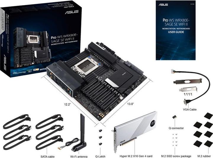 Productafbeelding ASUS Pro Ws Wrx80e-Sage Se Wifi Ii (sWRX8, AMD WRX80, E-ATX)