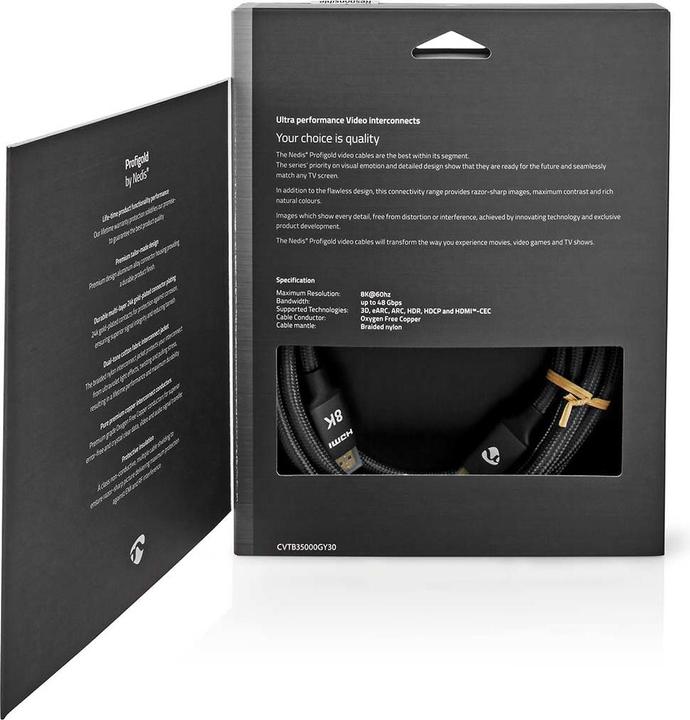 Immagine prodotto Nedis Cavo HDMI ™ ad altissima velocità | HDMI™ maschio | HDMI™ maschio | 8K@60Hz | 48 Gbps | 3,00 m (3 m, HDMI)