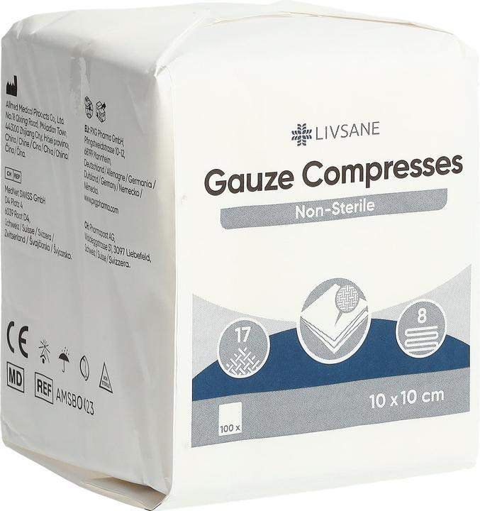 Produktbild Livsane Mullkompresse 10x10cm unsteril 100 Stk