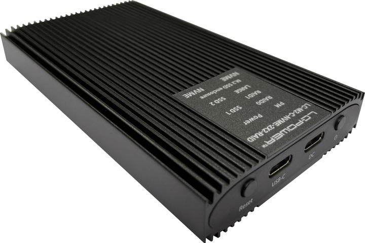 Actual product image LC-Power LC-M2-C-NVME-2X2-RAID USB-C housing for NVMe-M.2 retail (M.2 2280)