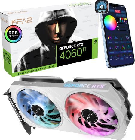 Actual product image KFA2 PCIe GeForce RTX™ 4060 Ti EX White 1-Click OC 8GB GDDR6 128-bit DP*3/HDMI DLSS 3 (8 GB)