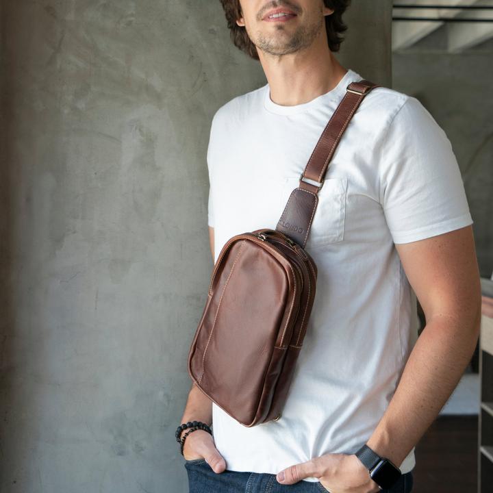 Produktbild Only-Bags.Store Umhängetasche aus genarbtem Leder mit verstellbarem Schultergurt, Umhängetasche aus Leder, Unisex