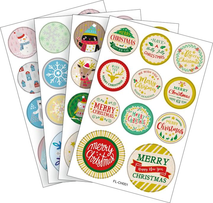 Actual product image Folia Round sticker CHRISTMAS, 4 sheets in 9x14cm