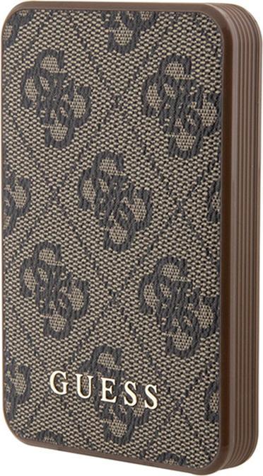 Actual product image Guess Powerbank 15W GUPB5LP4GEGW 5000mAh brązowy/brown 4G Leather Metal Logo (5000 mAh, 15 W)
