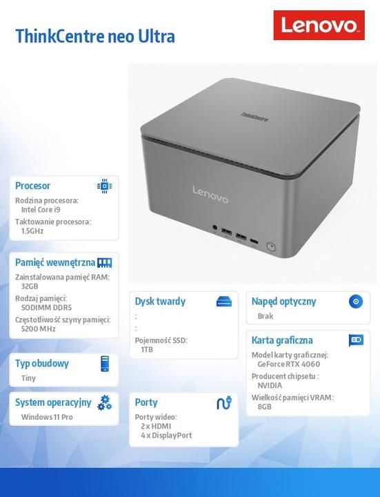 Actual product image Lenovo ThinkCentre neo Ultra (Intel Core i9-14900, 32 GB, 1000 GB, GeForce RTX 4060)