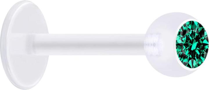 Produktbild Star Piercing Micro Labret transparent mit Kugel und Kristall türkis (ohne Messing, Bioflex)
