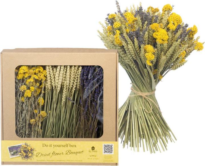 Produktbild Anjel Trockenblumen mit Kartonbox Gelb/Blau (Trockenblumen)
