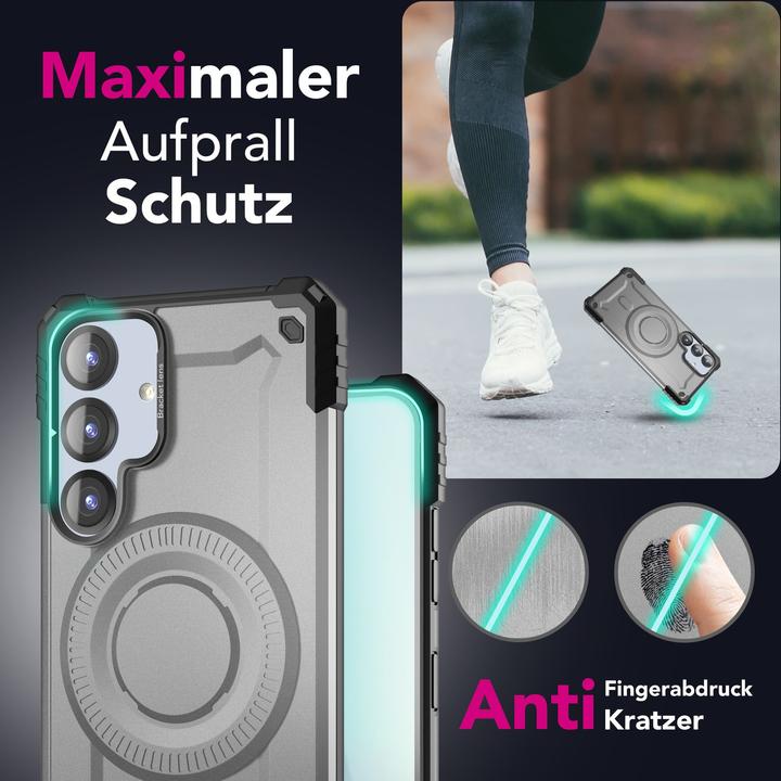 Produktbild Nalia Granite - Armor Panzer Hülle mit MagSafe Ring und Ständer - Military Hardcase (Samsung Galaxy S25)