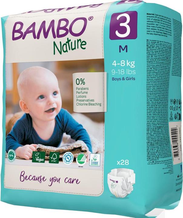 Actual product image Bambo Organic diapers Midi (Size 3, Pack, 28 Piece)