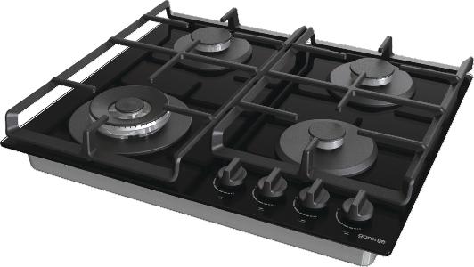 Image du produit Gorenje Hob GTW641EB Gas on glass, Number of burners/cooking zones 4, Mechanical, Juodas