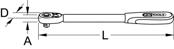 Image du produit KS Tools Cliquet réversible inclinable télescopique 1/4" SlimPOWER, 72 dents, longueur (1/4")