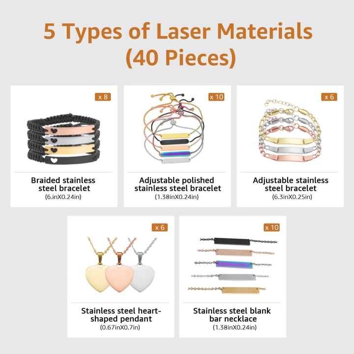 Actual product image LaserPecker Metal necklace & bracelet package 40 pcs. (Stainless steel)