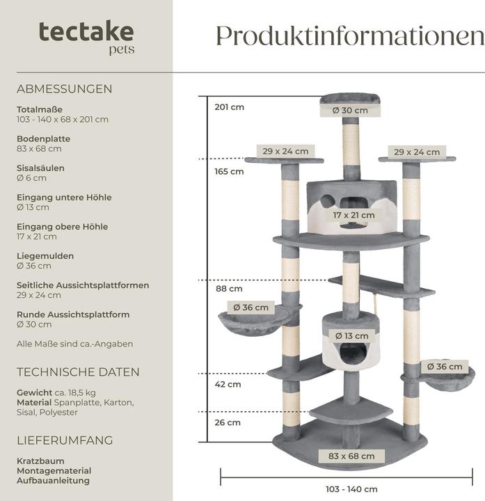 Actual product image tectake Fippi (201 cm, Grey/white)
