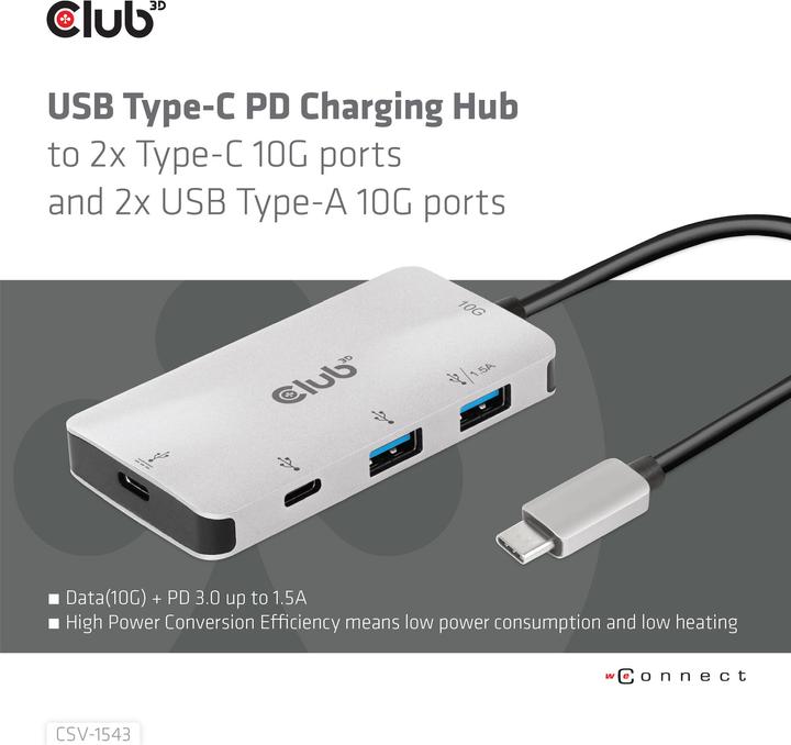 Produktbild Club 3D CSV-1543 (USB-C, 4 Ports)