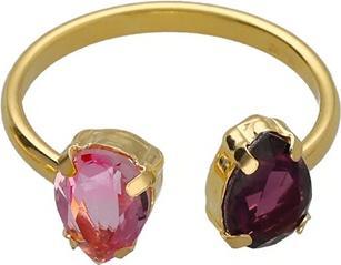Actual product image Victoria Cruz - Gold Plated Open Ring with Pink Glory Crystals A4904-26DA - Circuit: 54 mm (54)