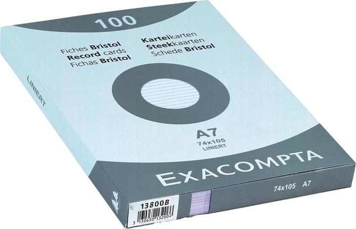 Produktbild Exacompta Karteikarten A7, liniert (A7, 205 g/m², 100 x)