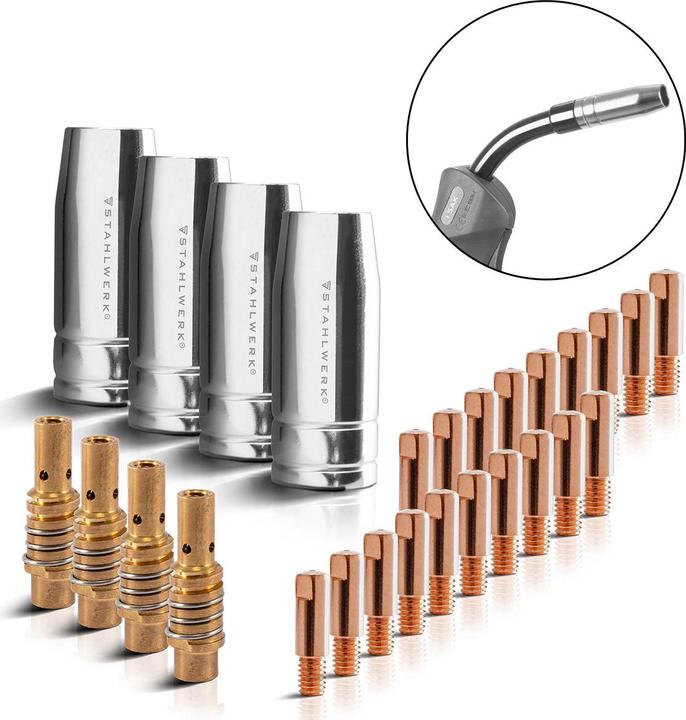 Actual product image Stahlwerk Wear parts MIG MAG 28-piece AK15/MB15 AK14/MB14 Welding torch