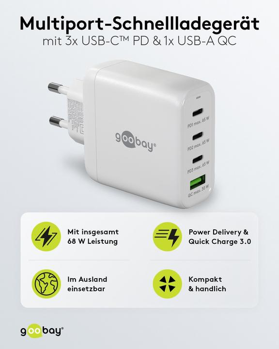 Image du produit Goobay Chargeur Rapide Multiport (68 W)