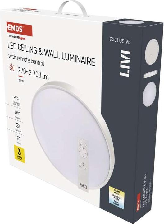 Image du produit Emos Lampe LED LIVI 50 cm, 45 W, blanc chaud/froid, intensité lumineuse variable avec télécommande (2700 lm)