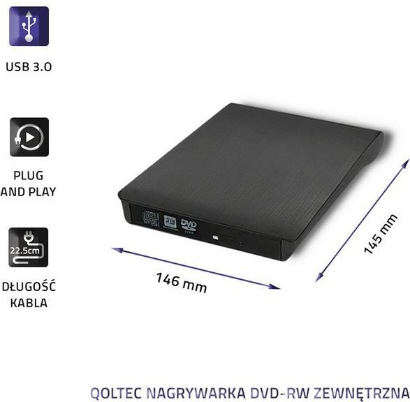 Produktbild Qoltec External DVD-RW recorder USB 3.0 (DVD Brenner)