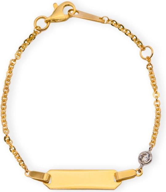 JGZ ID-Bracelet Zirkonia mit Gravur (14 cm, 18 Karat Gelbgold 750)