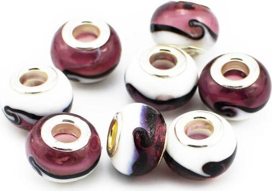 Produktbild Hermex Glas Bead versilbert 925 - Silbrig Violett (Metalllegierung)