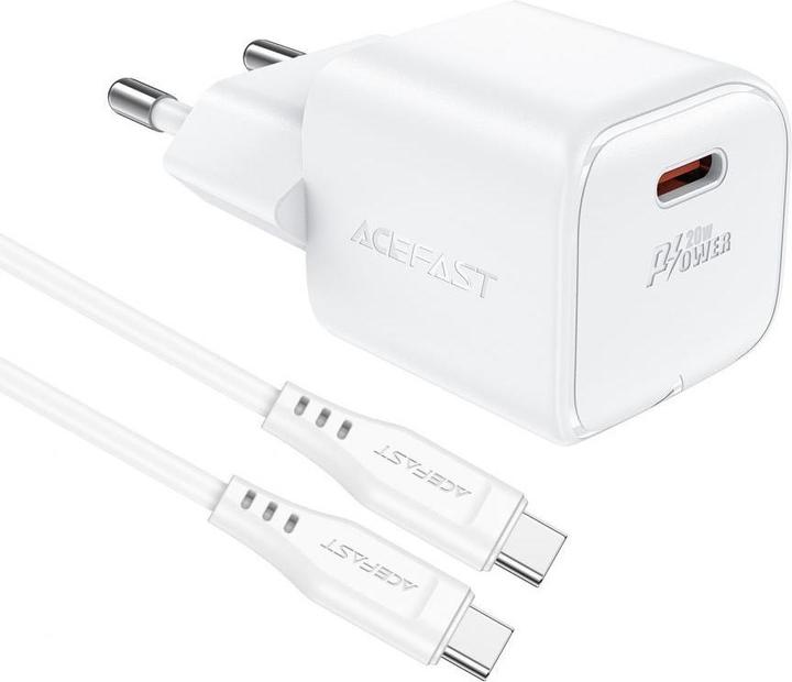 Immagine prodotto Acefast Caricatore da muro A73 Mini PD 20W GaN + cavo USB-C - bianco (20 W)