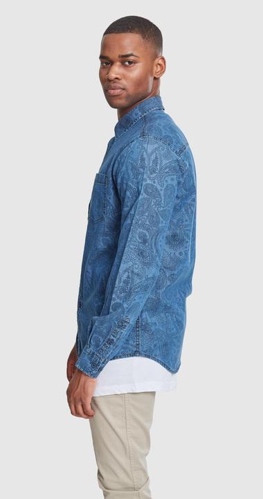 Image du produit Urban Classics Printed Paisley Denim Shirt (S)