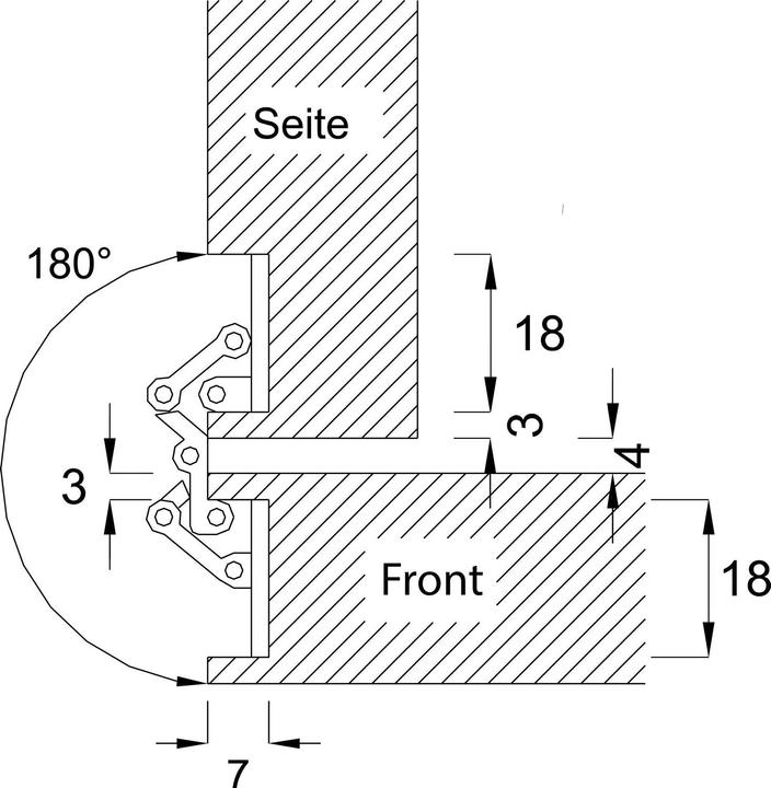 Actual product image SEPA Inlet hinge, 88x18 mm, OE 180 degrees, brass nickel-plated matt
