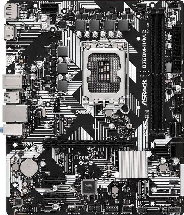 Image du produit AsRock B760M-H/M.2 mATX 2xDDR5 (LGA 1700, Intel B760, mATX)
