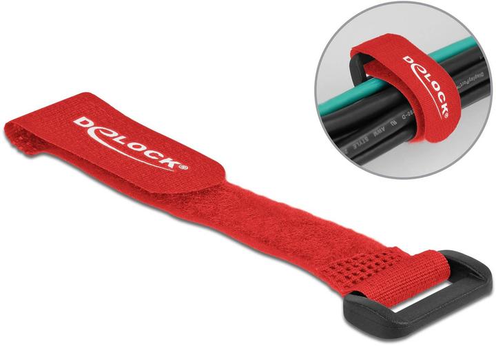 Actual product image Delock Velcro cable tie with loop L 150 x W 20 mm red 5 pieces (Velcro cable ties, 150 mm, 5 pcs.)