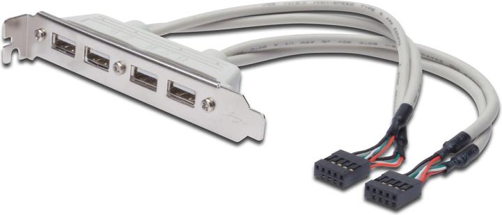 Digitus ASSMANN USB beugel kabel 4x type A - 2x10pin IDC Bu/Bu 0,25m USB 2.0 compatible be