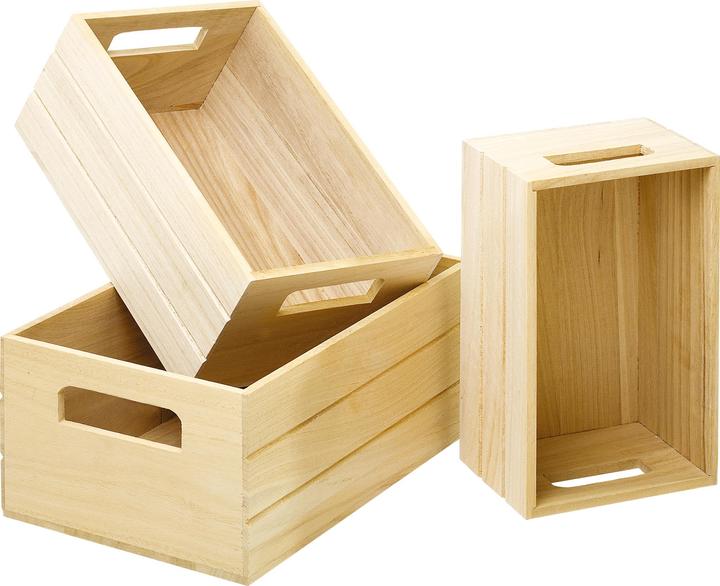 Image du produit VBS Caisses en bois, lot de 3, environ 30x20x13cm, 27x17,5x12cm et 24x15x10,5cm