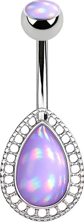 Produktbild Star Piercing Banane silber Tropfen mit Epoxidstein violett (Messing, Chirurgenstahl 316L)