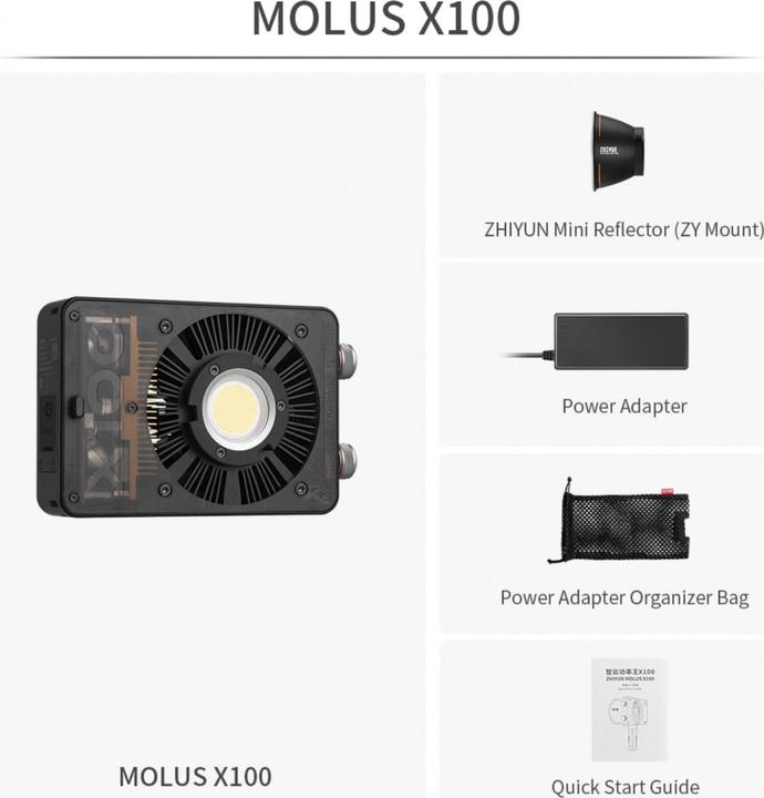 Actual product image Zhiyun Molus X100 (Further permanent lights)