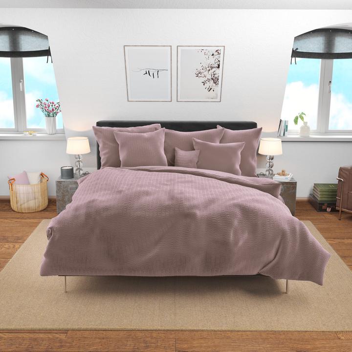 Image du produit Lotus Bettwaren Parure de lit en satin seersucker uni (Housse de couette, 200 x 210 cm)