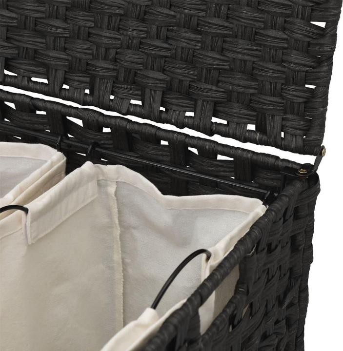 Actual product image VidaXL Laundry basket with castors Black 66x35x60 cm Rattan,colour