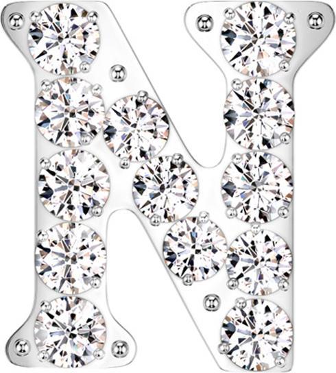 Actual product image Star Piercing Threadless silber mit Kristallen silber Buchstabe N (without brass, Titanium G23)