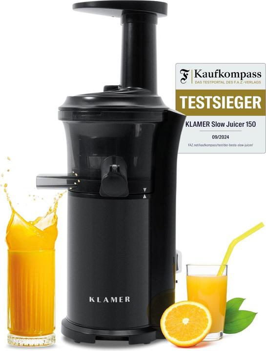 Actual product image KLAMER Slow Juicer Gemüse und Obst, Entsafter mit Rückwärtsgang, elektrische Fruchtpresse