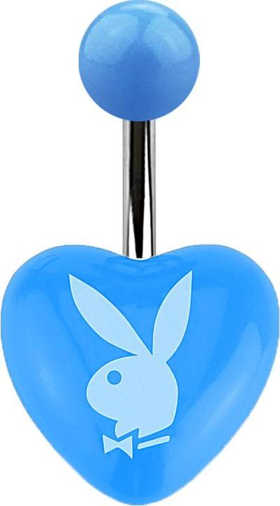 Produktbild Star Piercing Banane silber mit Herz hellblau und Playboy Bunny (Acryl, Chirurgenstahl 316L)
