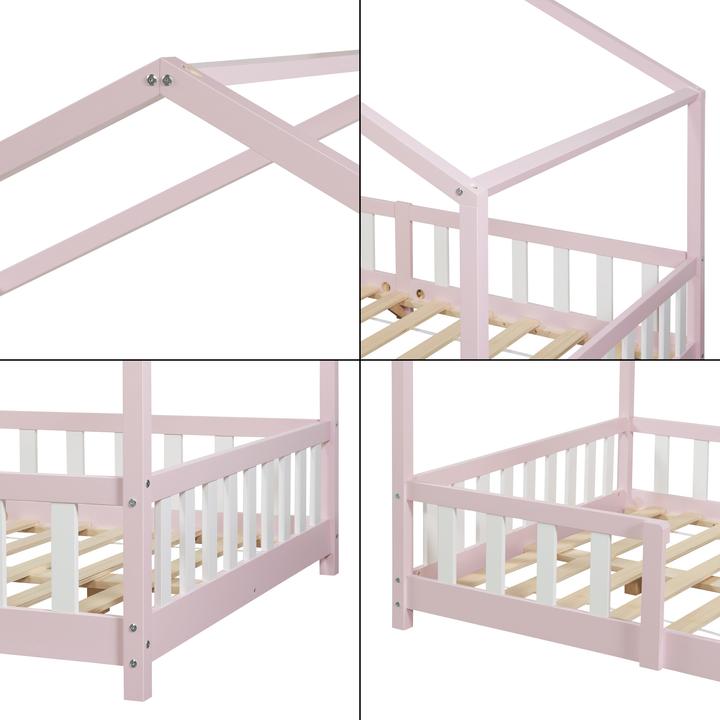 Actual product image En.Casa Treviolo children's bed 120x200 cm with cold foam mattress and lattice Pink (120 x 200 cm)