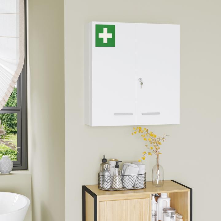 Actual product image Kleankin Medicine cabinet with 2 doors and lock (55 x 18 x 60 cm)